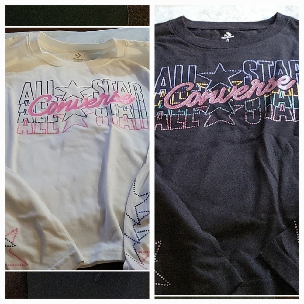 2 Girls Large Converse long sleeve tees
